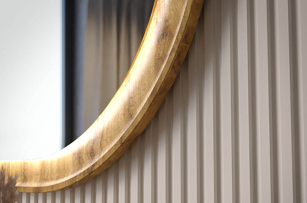 Specchi con cornice in legno massello di rovere con retroilluminazione a LED