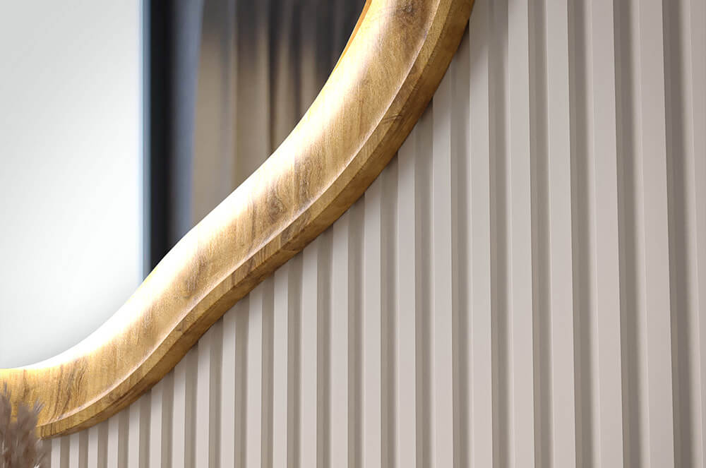 Specchi con cornice in legno massello di rovere con retroilluminazione a LED