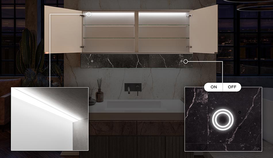 Illuminazione a LED all’interno dell’armadietto