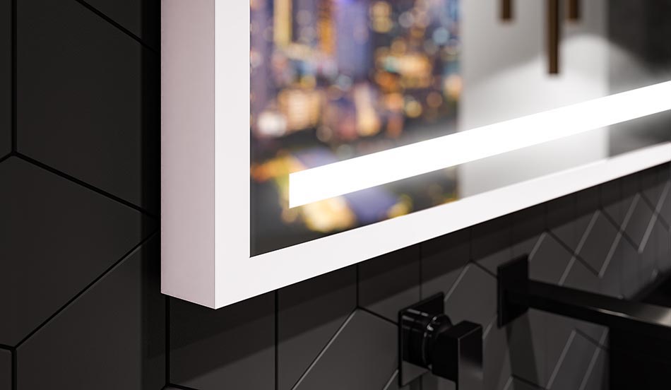 Miroir mural noir avec éclairage LED – miroir loft | ARTFORMA