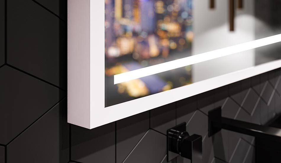 Miroir mural noir avec éclairage LED – miroir loft | ARTFORMA