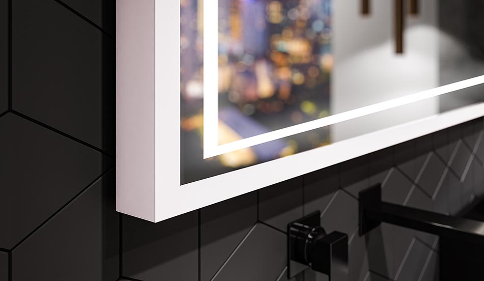 Miroir mural noir avec éclairage LED – miroir loft | ARTFORMA