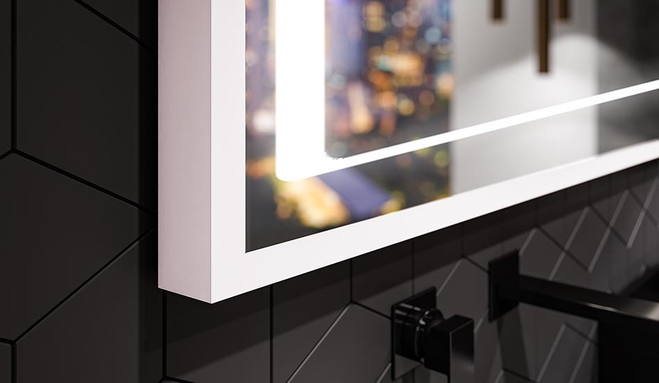 Miroir mural noir avec éclairage LED – miroir loft | ARTFORMA