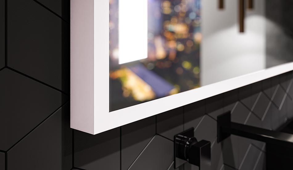 Miroir mural noir avec éclairage LED – miroir loft | ARTFORMA