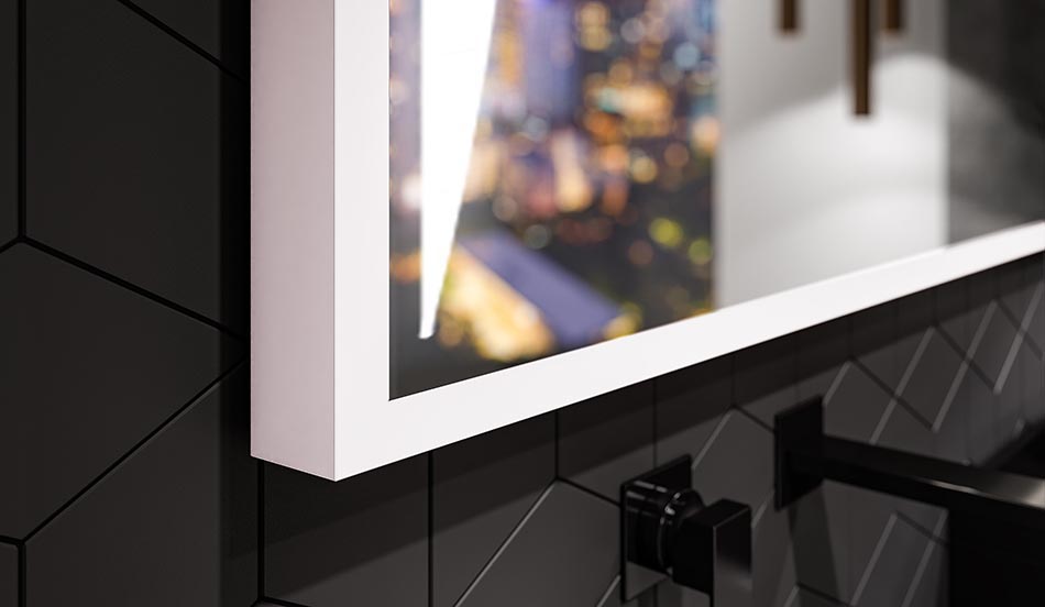 Miroir mural noir avec éclairage LED – miroir loft | ARTFORMA