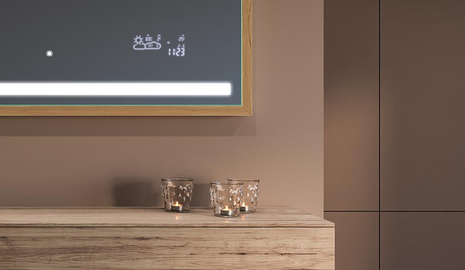 Miroir rectangulaire en métal avec lumière – miroir décoratif | ARTFORMA