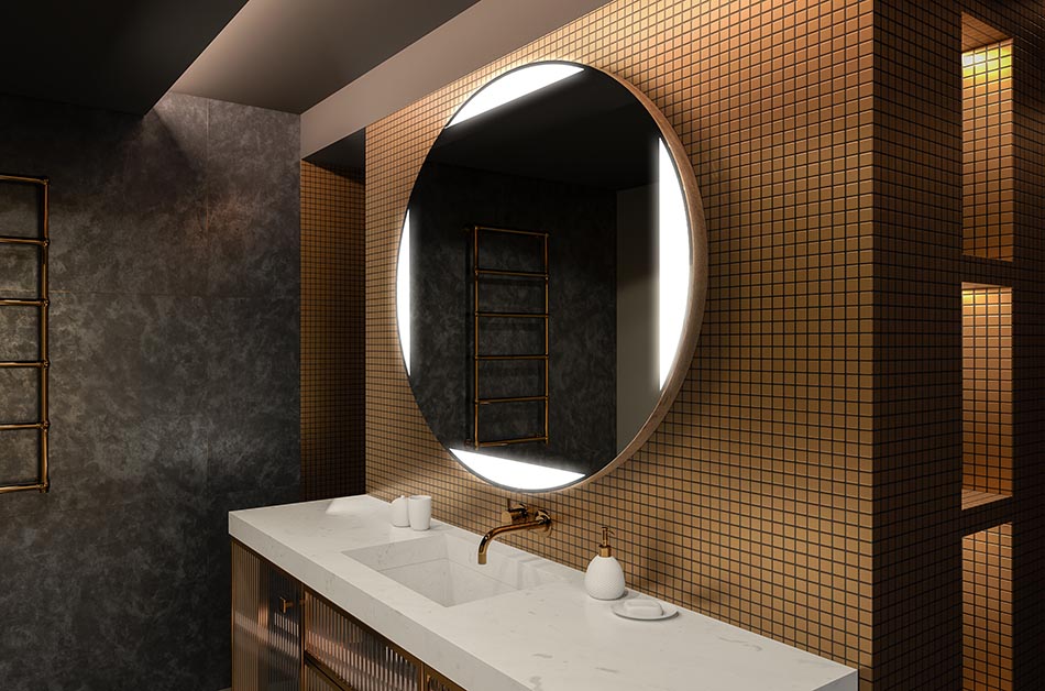 Miroir rond avec éclairage uniforme – miroir de salle de bain | ARTFORMA