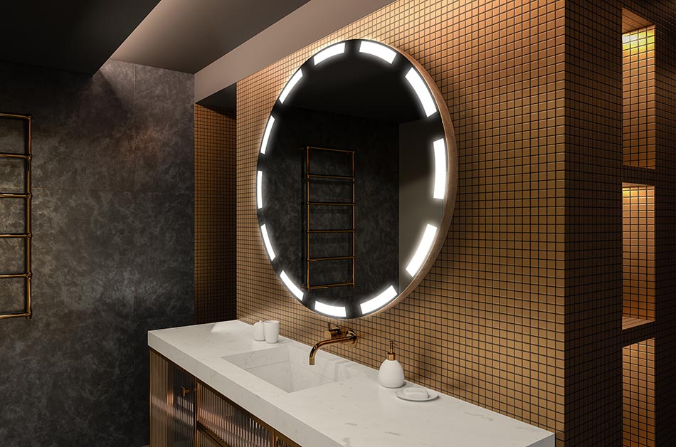 Miroir rond avec éclairage uniforme – miroir de salle de bain | ARTFORMA
