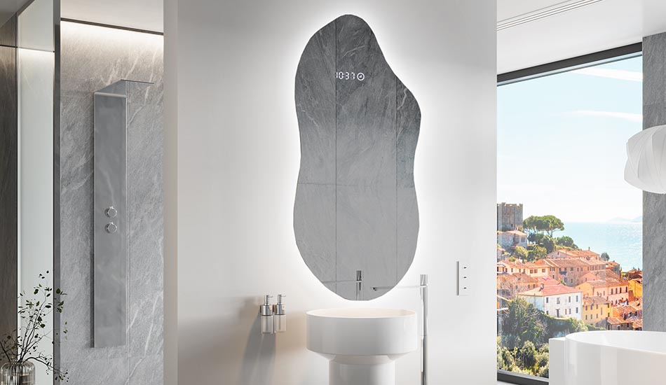 Miroir irrégulier avec éclairage LED d’ambiance – miroir décoratif | ARTFORMA