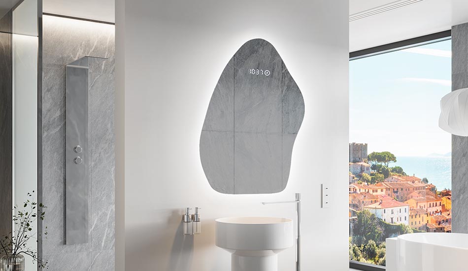 Miroir irrégulier avec éclairage LED d’ambiance – miroir décoratif | ARTFORMA