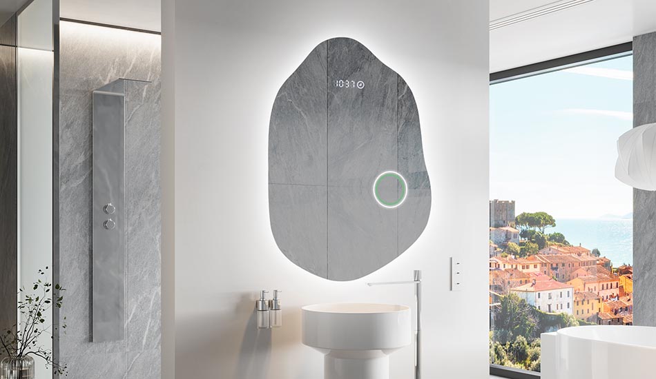 Miroir irrégulier avec éclairage LED d’ambiance – miroir décoratif | ARTFORMA