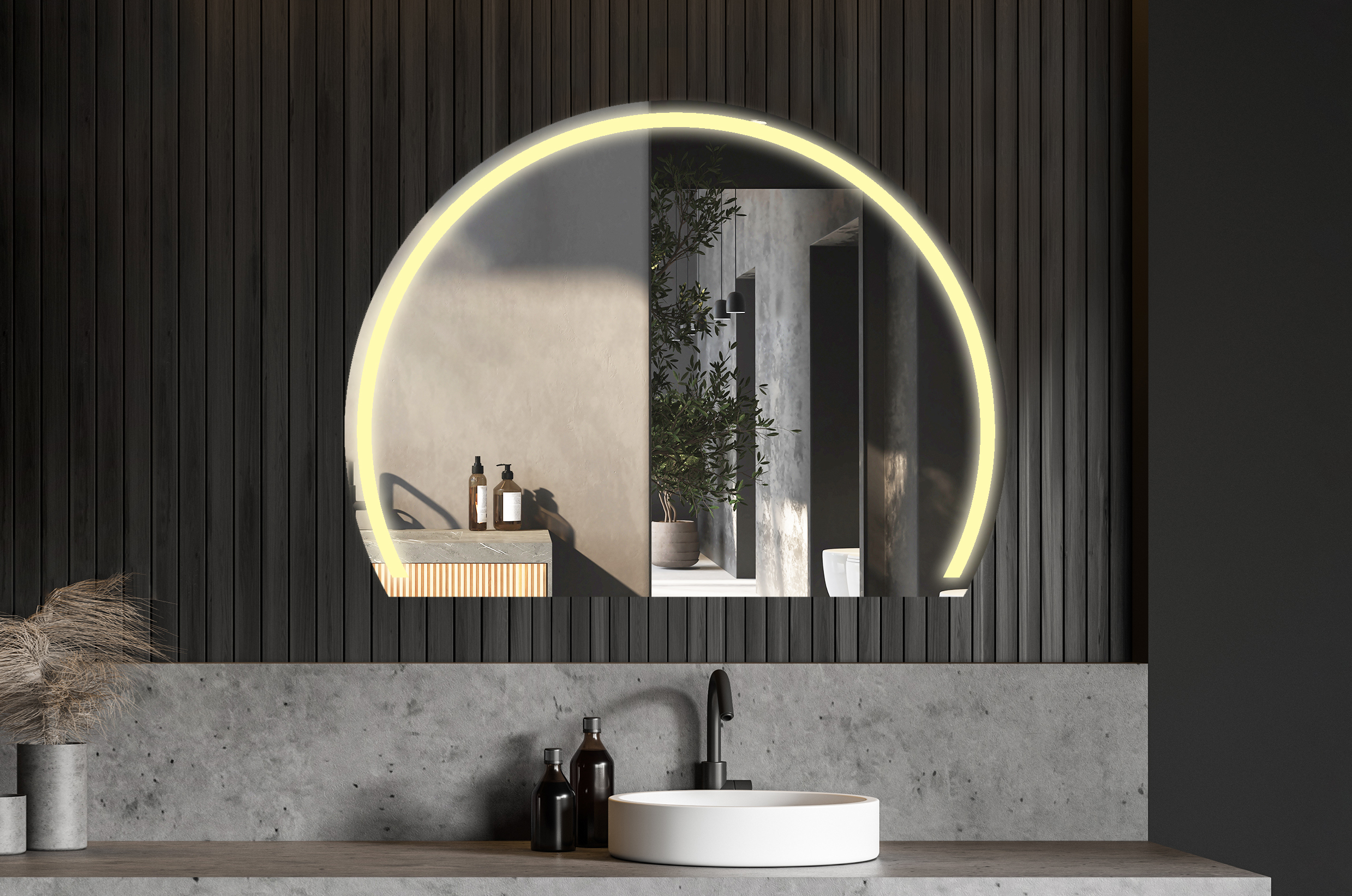 Artforma - Specchio a LED Mezza Luna Moderno - Illuminazione Elegante per  Bagno W223