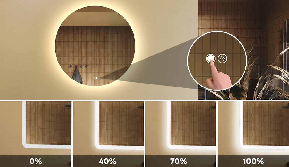 Cambia l'intensità della luce nello specchio da bagno!