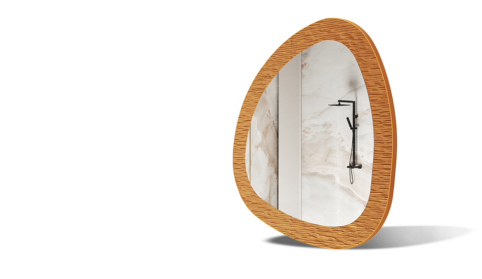 Specchio in cornice con decorazione in metallo. Un simbolo di moderna eleganza