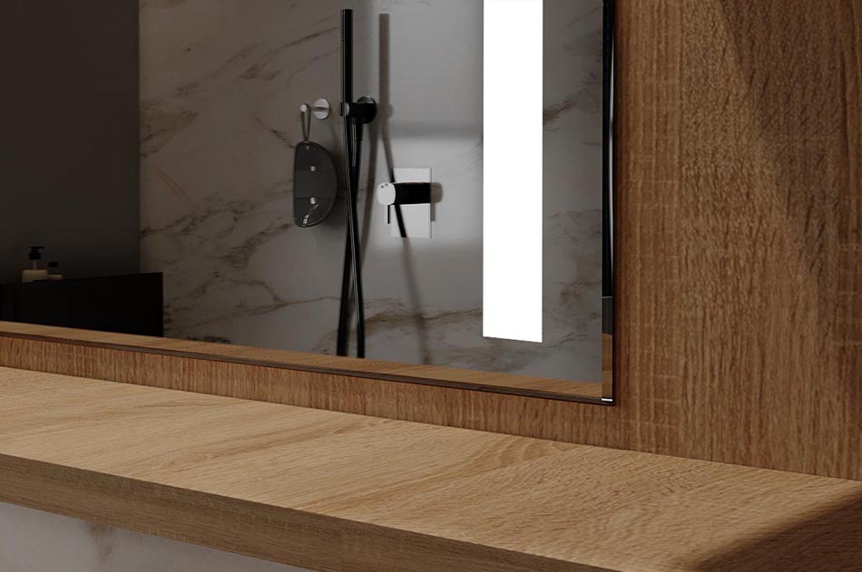 Artforma - Appendiabiti con specchio con luci bagno con mensola L02