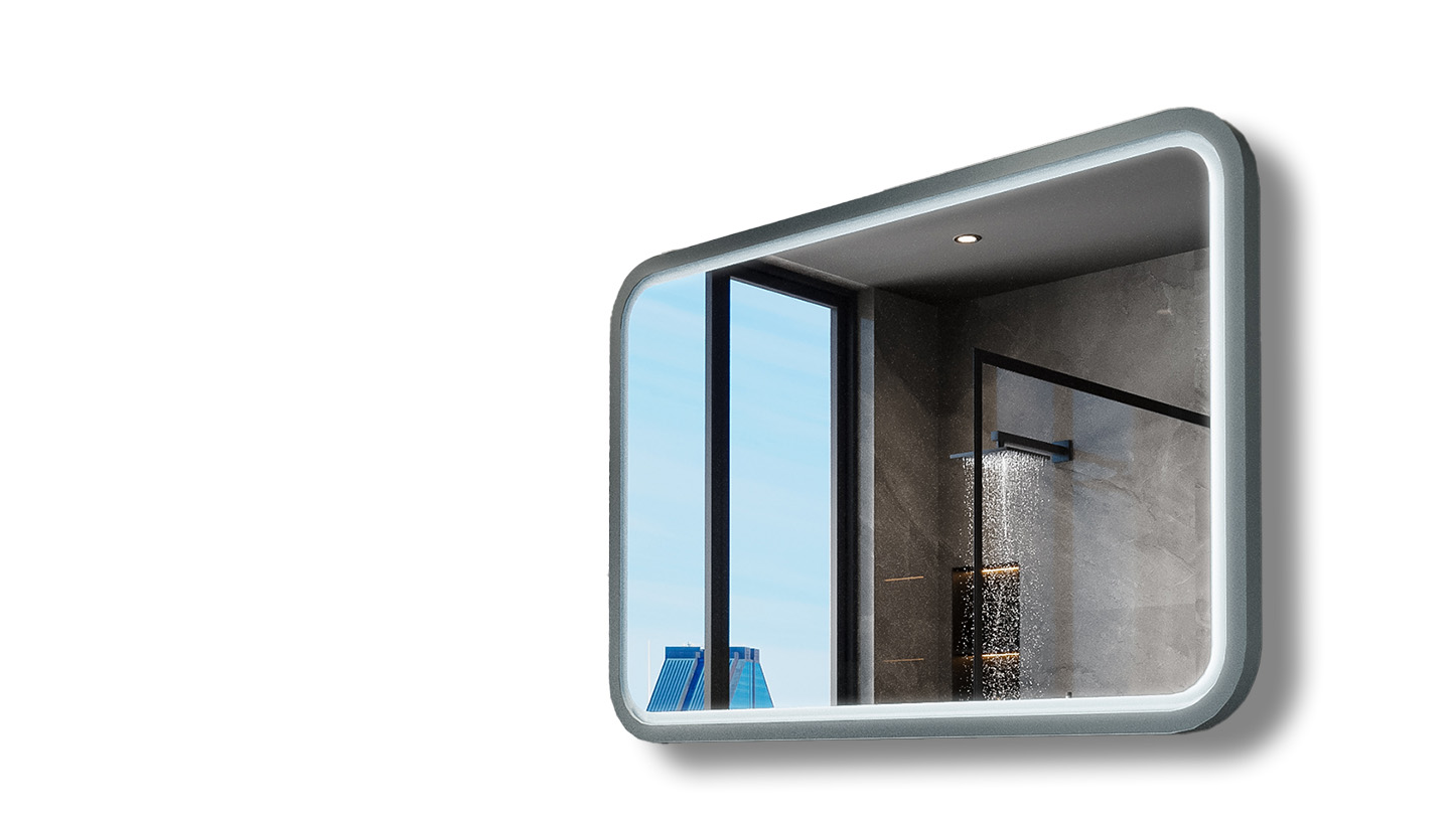 Specchi con cornice in legno massello di rovere con retroilluminazione a LED