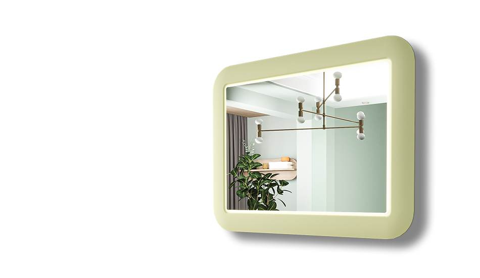 Specchi con cornice in legno massello di rovere con retroilluminazione a LED
