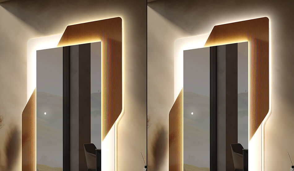 Specchio da parete rettangolare da ingresso specchio L11 da parete grande da  ingresso con Altoparlante Bluetooth, Stazione meteo Wi-Fi sinistra