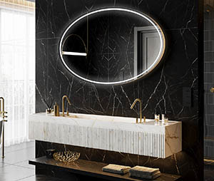 Luna™ Specchio a mezzaluna colorato di nero, moderno, senza cornice, con  effetto fluttuante Grande, XL -  Italia