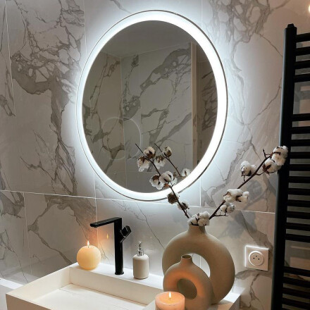 Artforma - Armadietto Da Bagno Con Specchio e Illuminazione LED - L06 Emily  66,5 x 72cm
