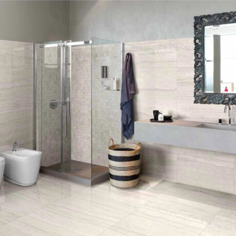 Piastrelle in gres porcellanato per pavimenti 60x120 cm, bianco opaco A4H1057 Memento Travertino Bianco Mat #7