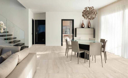 Piastrelle in gres porcellanato per pavimenti 60x120 cm, beige opaco A4H1063 Memento Travertino Ambra Mat