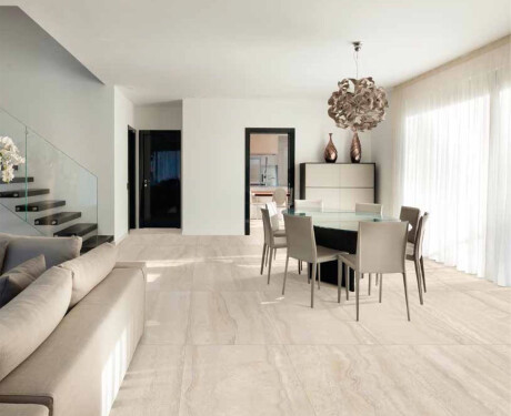 Piastrelle in gres porcellanato per pavimenti 60x120 cm, beige opaco A4H1063 Memento Travertino Ambra Mat