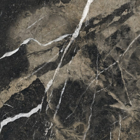 Gres smaltato per pavimenti 60x120, nero con venature dorate, lucido, rettificato A4H109 Pierre Black #17