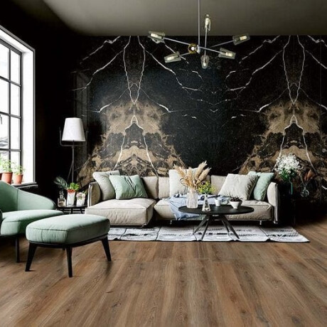 Gres smaltato per pavimenti 60x120 con venature dorate, opaco, rettificato A4H110 Pierre Black #3