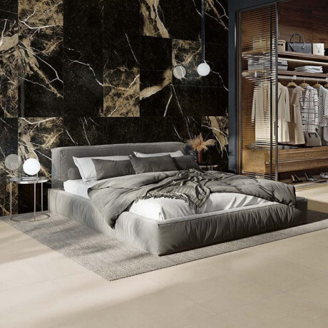 Gres smaltato per pavimenti 60x120 con venature dorate, opaco, rettificato A4H110 Pierre Black #4
