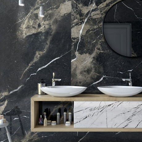 Gres smaltato per pavimenti 60x120 con venature dorate, opaco, rettificato A4H110 Pierre Black #6