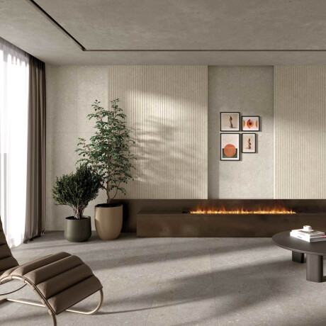 Piastrelle in gres porcellanato per rivestimento 60x120 cm, beige opaco, codice A4H1100 Shellstone Beige Rigat-One #4