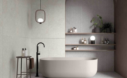 Gres per pavimenti 60x120 cm, color taupe opaco, codice A4H1102 Shellstone Taupe