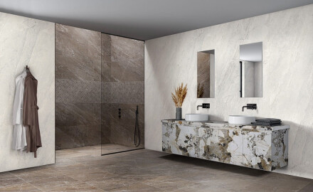 Gres smaltato per pavimenti 120x280 cm, marrone pietra opaco A4H1133 Agathos Multicolor
