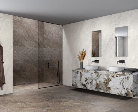 Gres smaltato per pavimenti 120x280 cm, marrone pietra opaco A4H1133 Agathos Multicolor