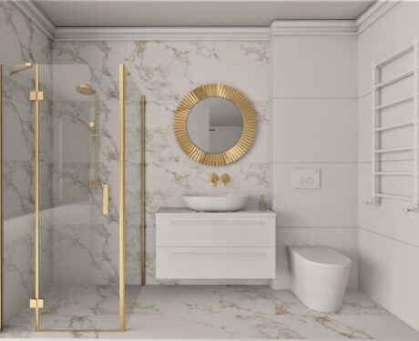 Gres smaltato per pavimenti 60x120 cm, bianco con venature dorate, opaco, rettificato, A4H116 Varenna