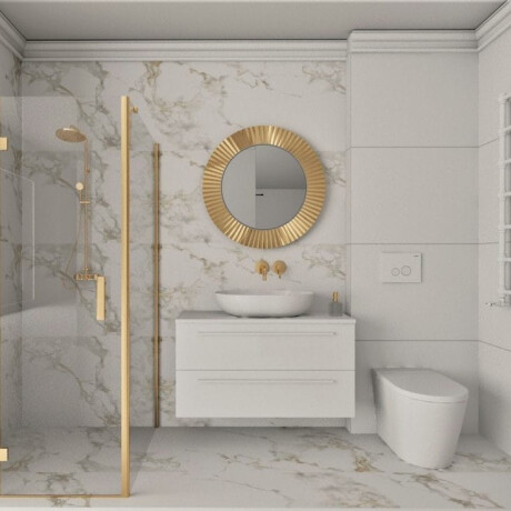 Gres smaltato per pavimenti 60x120 cm, bianco con venature dorate, opaco, rettificato, A4H116 Varenna #1
