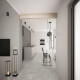 Piastrelle in gres porcellanato per pavimenti 60x120, grigio chiaro con una calda sfumatura beige e venature, opache, A4H140 Ermetica Bianco #2