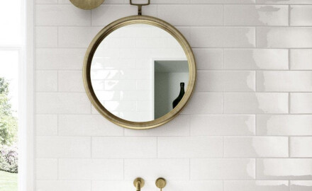 Piastrella ceramica da rivestimento 10x30, bianca lucida, liscia, A4H17 Blanco Brillo