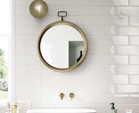 Piastrella ceramica da rivestimento 10x30, bianca lucida, liscia, A4H17 Blanco Brillo