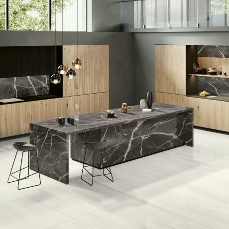 Piastrella in gres porcellanato di grande formato per pavimenti, 120×280 cm, grigia opaca con delicate venature, rettificata A4H186 Dolomite #5