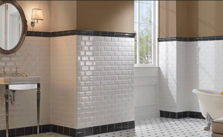 Piastrella ceramica smussata per parete 10x20, bianca lucida, smussata A4H22 Blanco Brillo