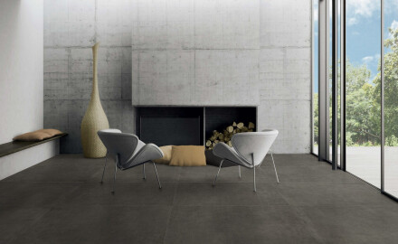 Gres smaltato per pavimenti 60x120 cm, grigio scuro opaco effetto cemento, rettificato A4H327 Massive Dimgray