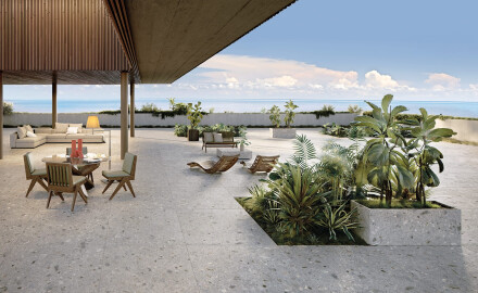 Gres smaltato per pavimenti 120x280 cm, grigio terrazzo opaco, rettificato A4H416 Ceppo Di Gre Multi