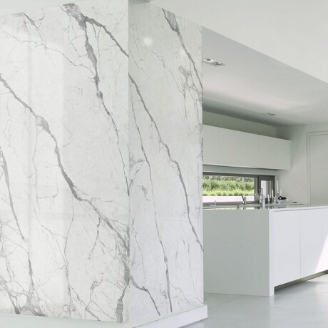 Piastrella in gres porcellanato di grande formato 120x270 cm, lucida, con venature grigie, rettificata A4H451 Statuario Superiore #6