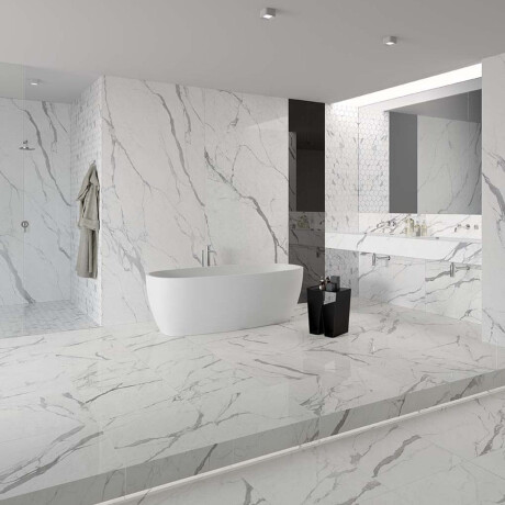 Gres smaltato per pavimenti 120x280 cm, opaco, con venature grigie, rettificato A4H452 Statuario Superiore #2