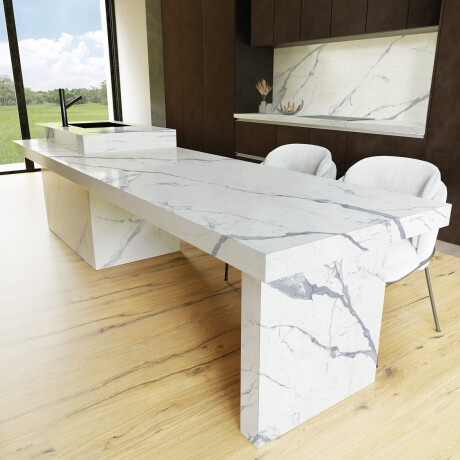 Gres smaltato per pavimenti 120x280 cm, opaco, con venature grigie, rettificato A4H452 Statuario Superiore #8
