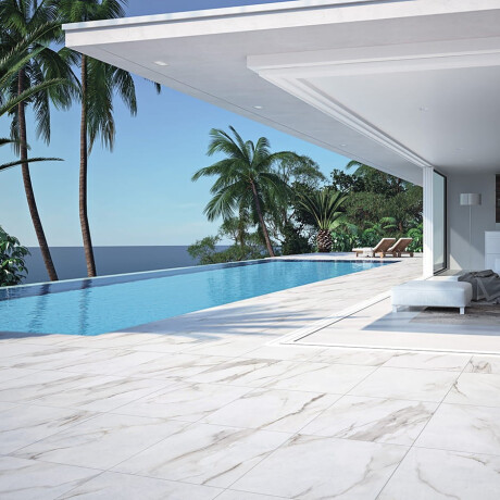 Gres di grande formato 120x280, marmo bianco con venature grigie, lucido A4H462 Calacatta #1