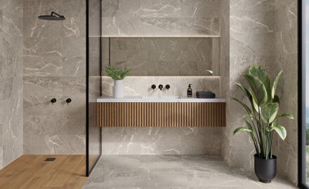 Gres porcellanato con venature per pavimenti 100x100 opaco, grigio A4H506 Volterra Grey