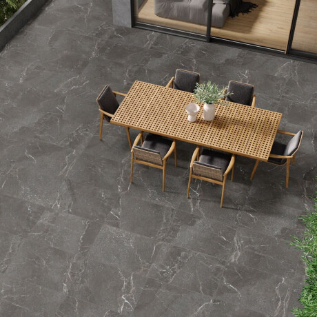 Gres porcellanato effetto pietra con venature per pavimenti 100x100 opaco, grigio scuro A4H507 Volterra Stone #2